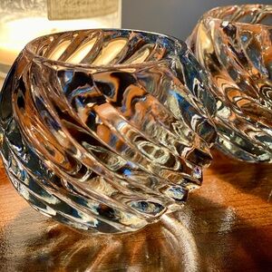 Pair of Swirl Glass Votive Candle Holders